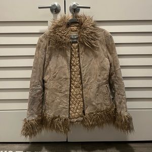 Vintage y2k real leather fur jacket